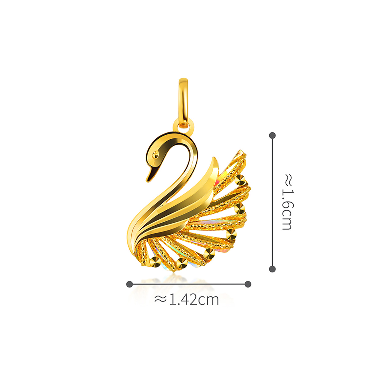 六福珠寶黃金吊墜 - "冰‧鑽天鵝"999足金吊墜