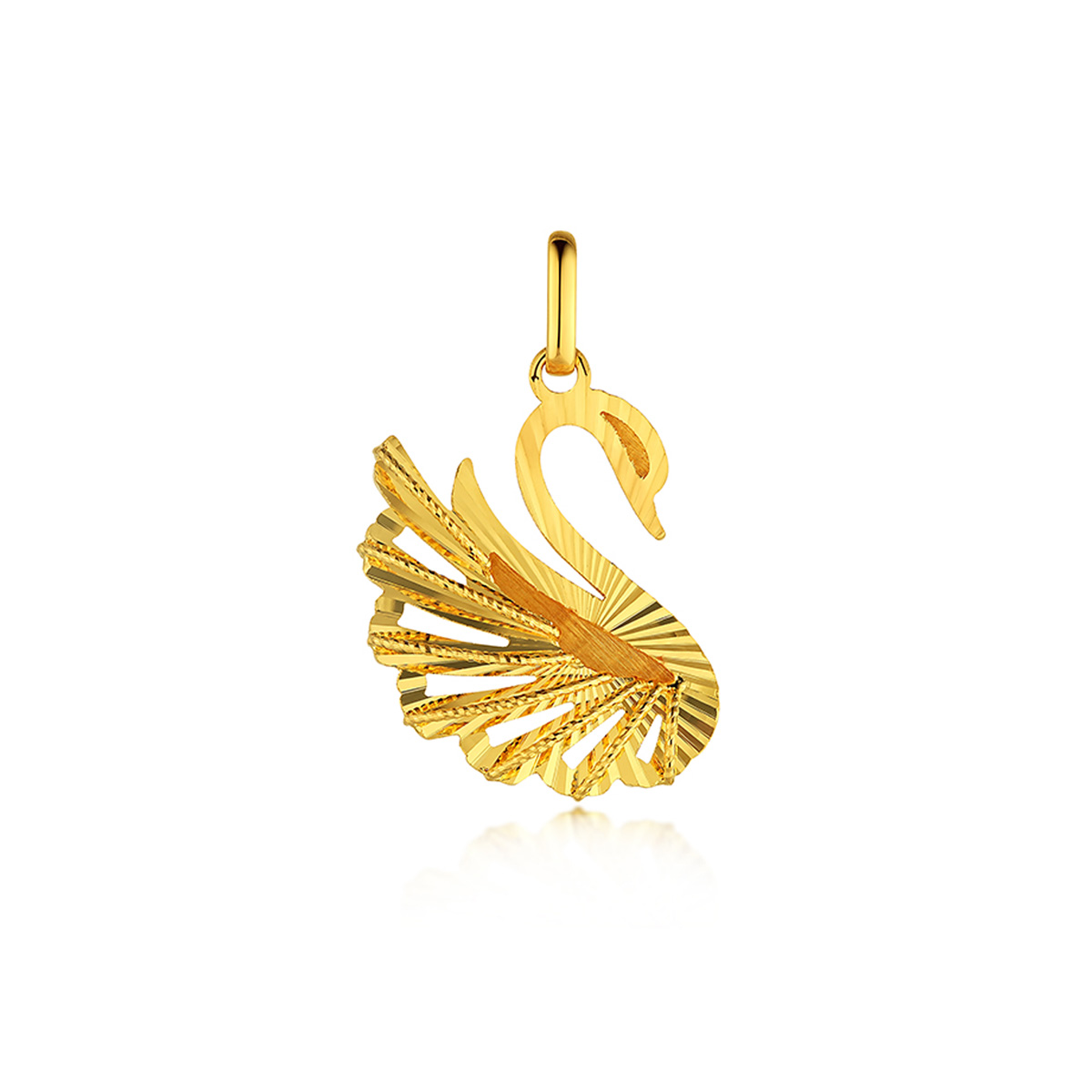 六福珠寶黃金吊墜 - "冰‧鑽天鵝"999足金吊墜