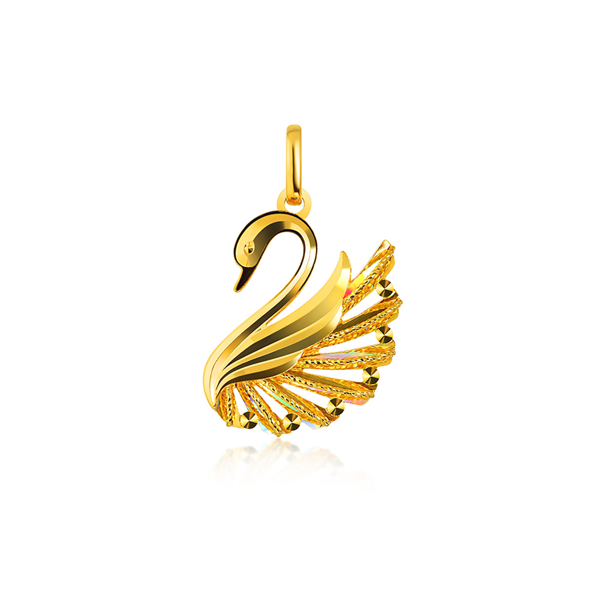 六福珠寶黃金吊墜 - "冰‧鑽天鵝"999足金吊墜