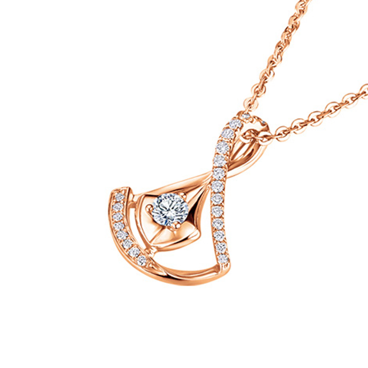 六福珠寶18K金吊墜 - "舞動裙擺"18K金鑽石吊墜–多色選擇