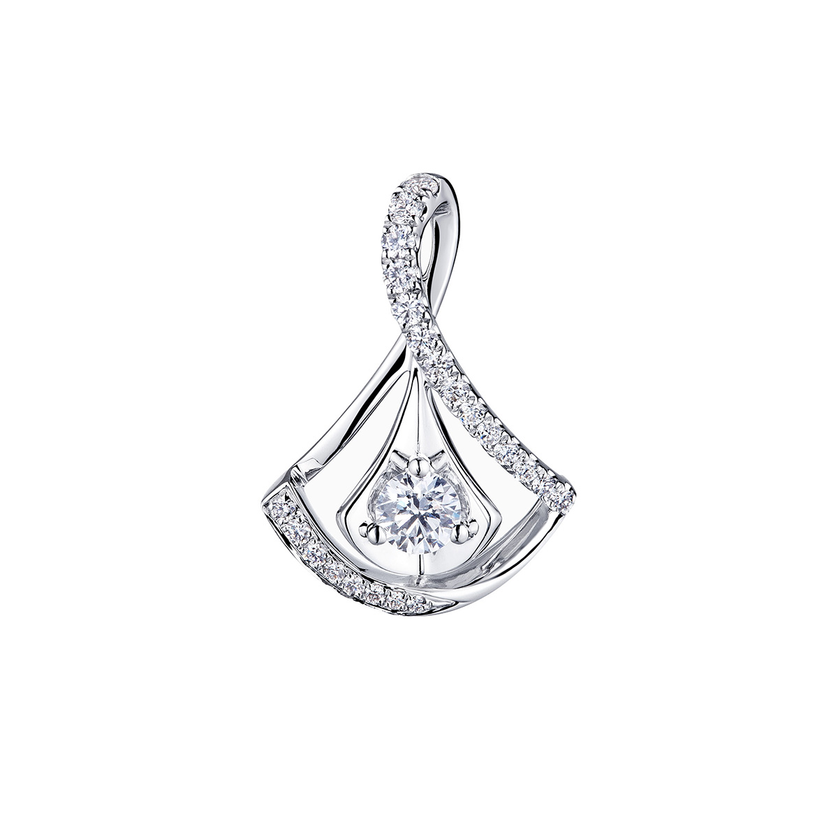 六福珠寶18K金吊墜 - "舞動裙擺"18K金鑽石吊墜–多色選擇