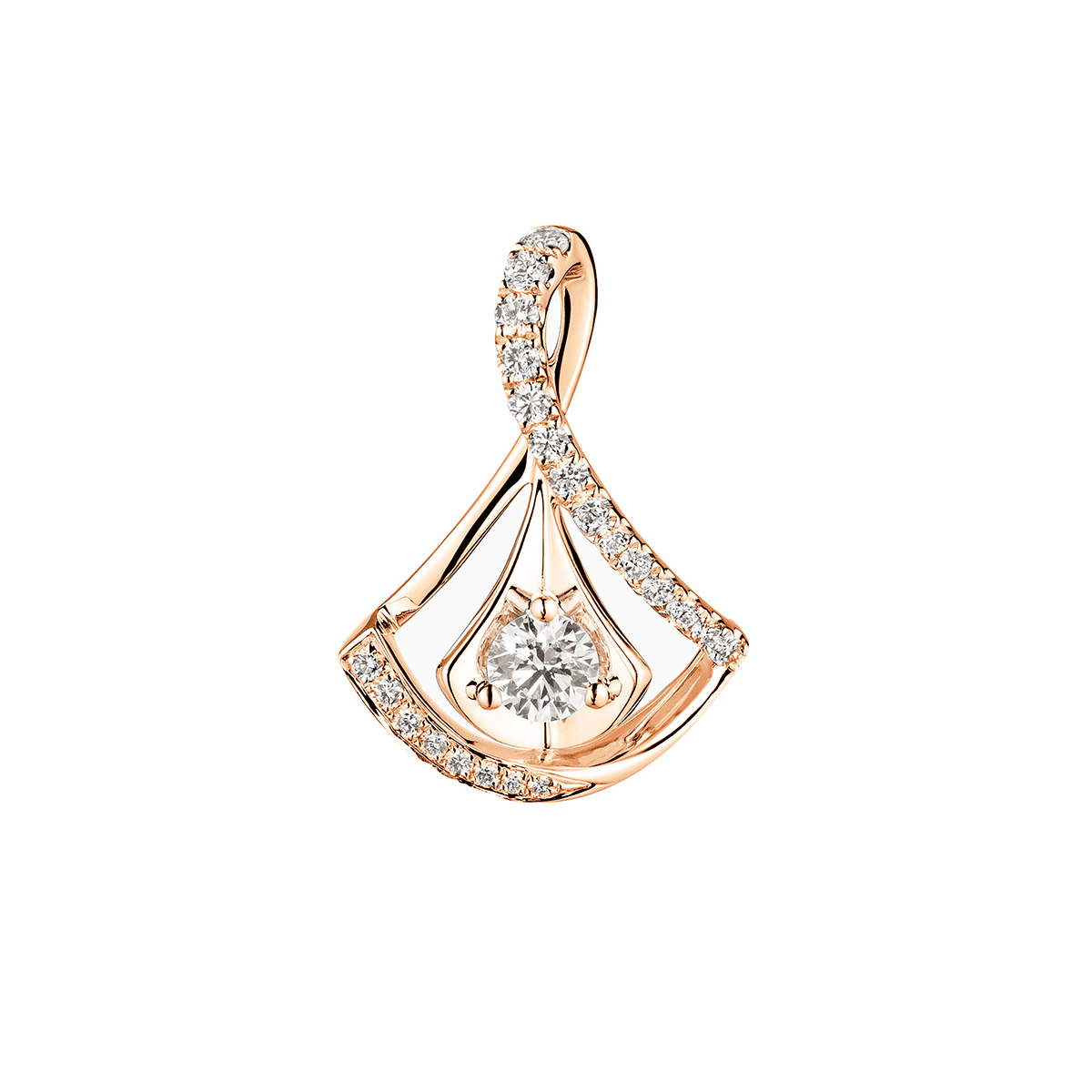 六福珠寶18K金吊墜 - "舞動裙擺"18K金鑽石吊墜–多色選擇