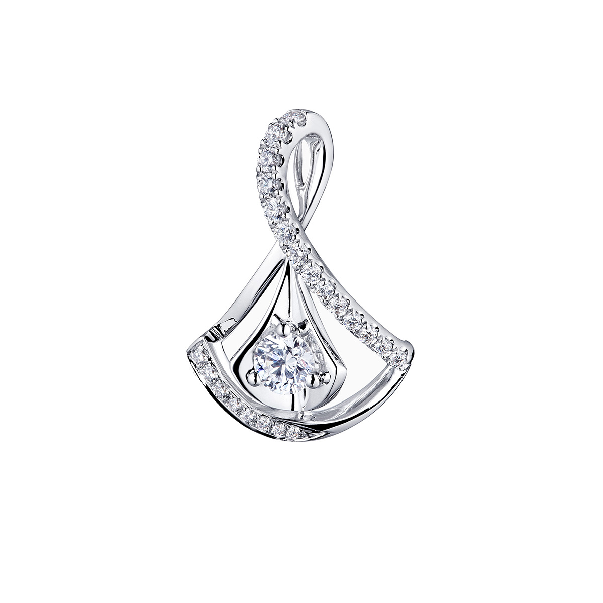 六福珠寶18K金吊墜 - "舞動裙擺"18K金鑽石吊墜–多色選擇