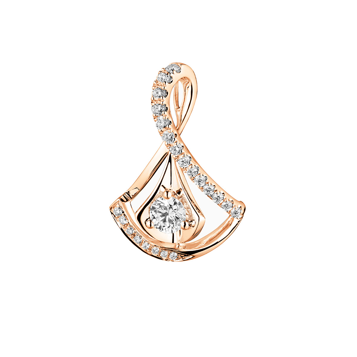 六福珠寶18K金吊墜 - "舞動裙擺"18K金鑽石吊墜–多色選擇