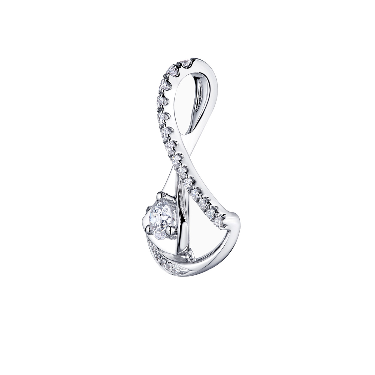 六福珠寶18K金吊墜 - "舞動裙擺"18K金鑽石吊墜–多色選擇