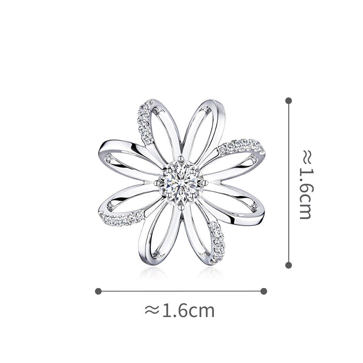 六福珠寶18K金吊墜 - "小雛菊"18K金(白色)鑽石吊墜