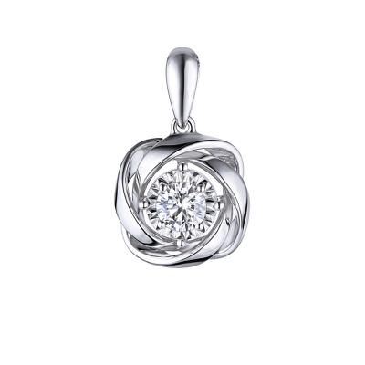 六福珠寶18K金吊墜 - "絲帶環繞"18K金鑽石吊墜–多色選擇