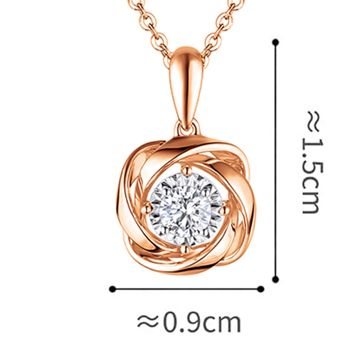 六福珠寶18K金吊墜 - "絲帶環繞"18K金鑽石吊墜–多色選擇