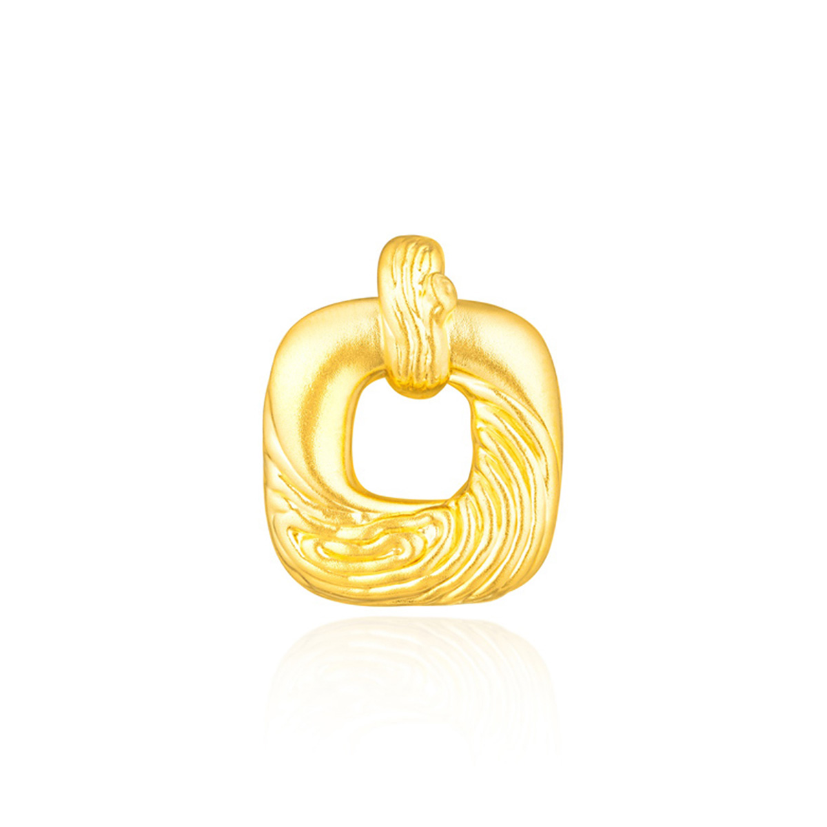 六福珠寶黃金吊墜 - "時光印記"999足金方環吊墜