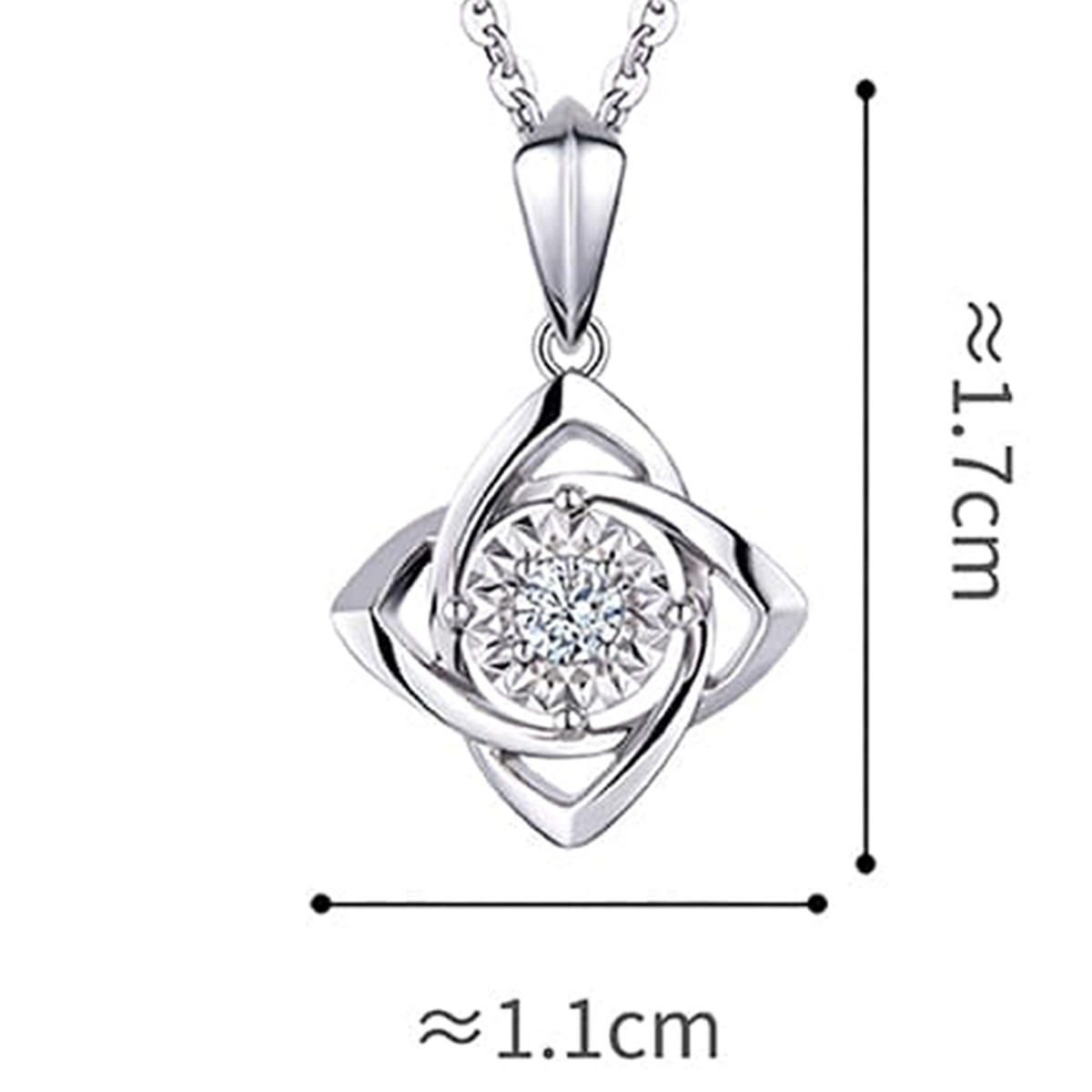 六福珠寶18K金吊墜 - "閃鑽星花"18K金(白色)鑽石吊墜