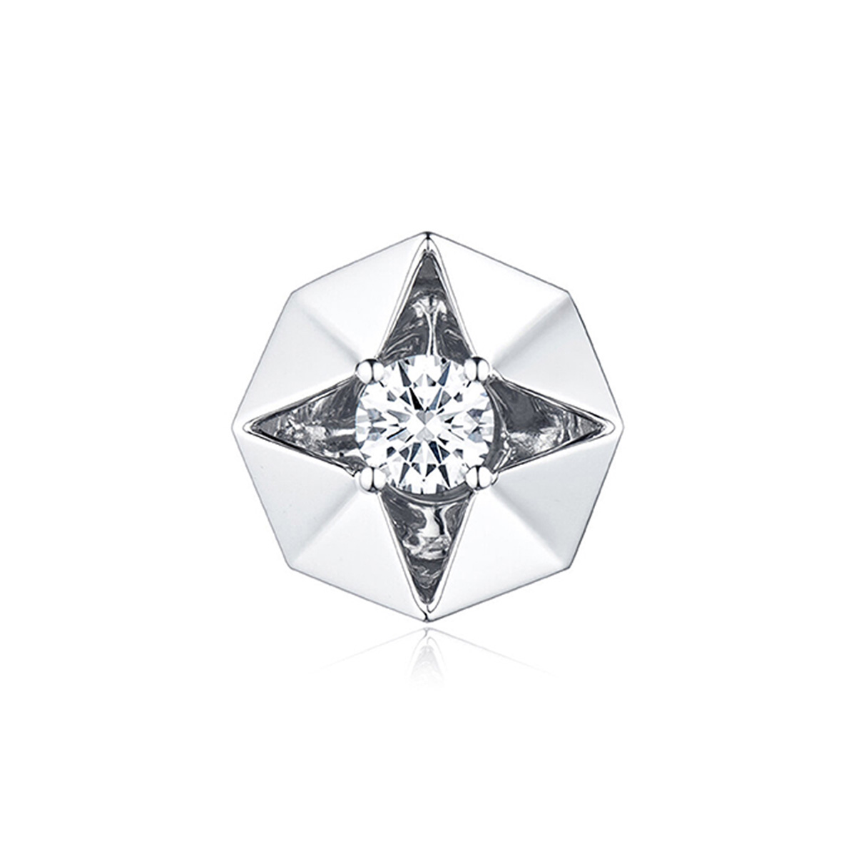 六福珠寶18K金吊墜 - 十字造型18K金(白色)鑽石吊墜