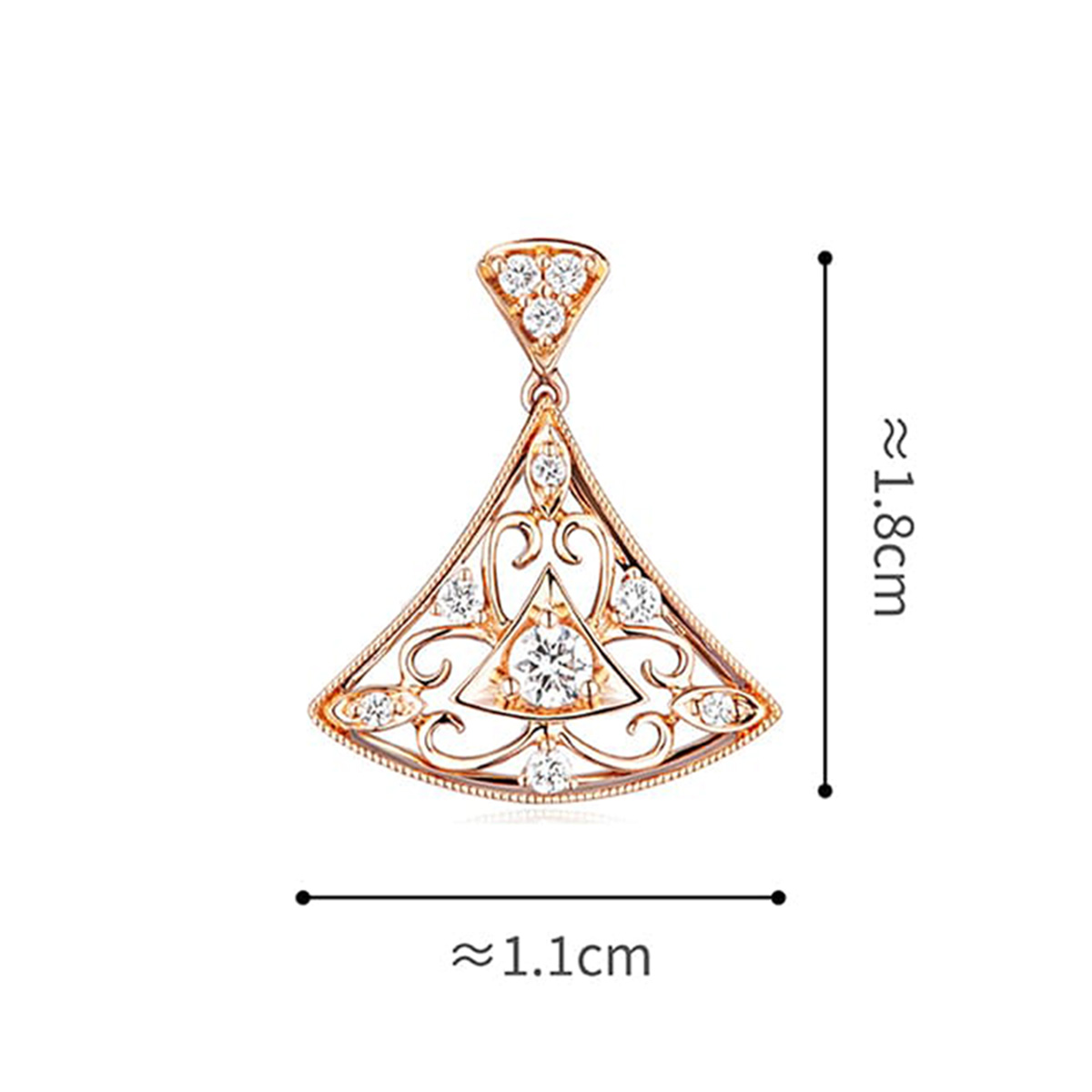 六福珠寶18K金吊墜 - "重拾年華"裙擺設計18K玫瑰金鑽石吊墜