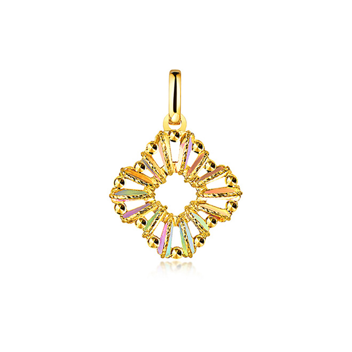 六福珠寶黃金吊墜 - “冰‧鑽幸運草”999足金吊墜