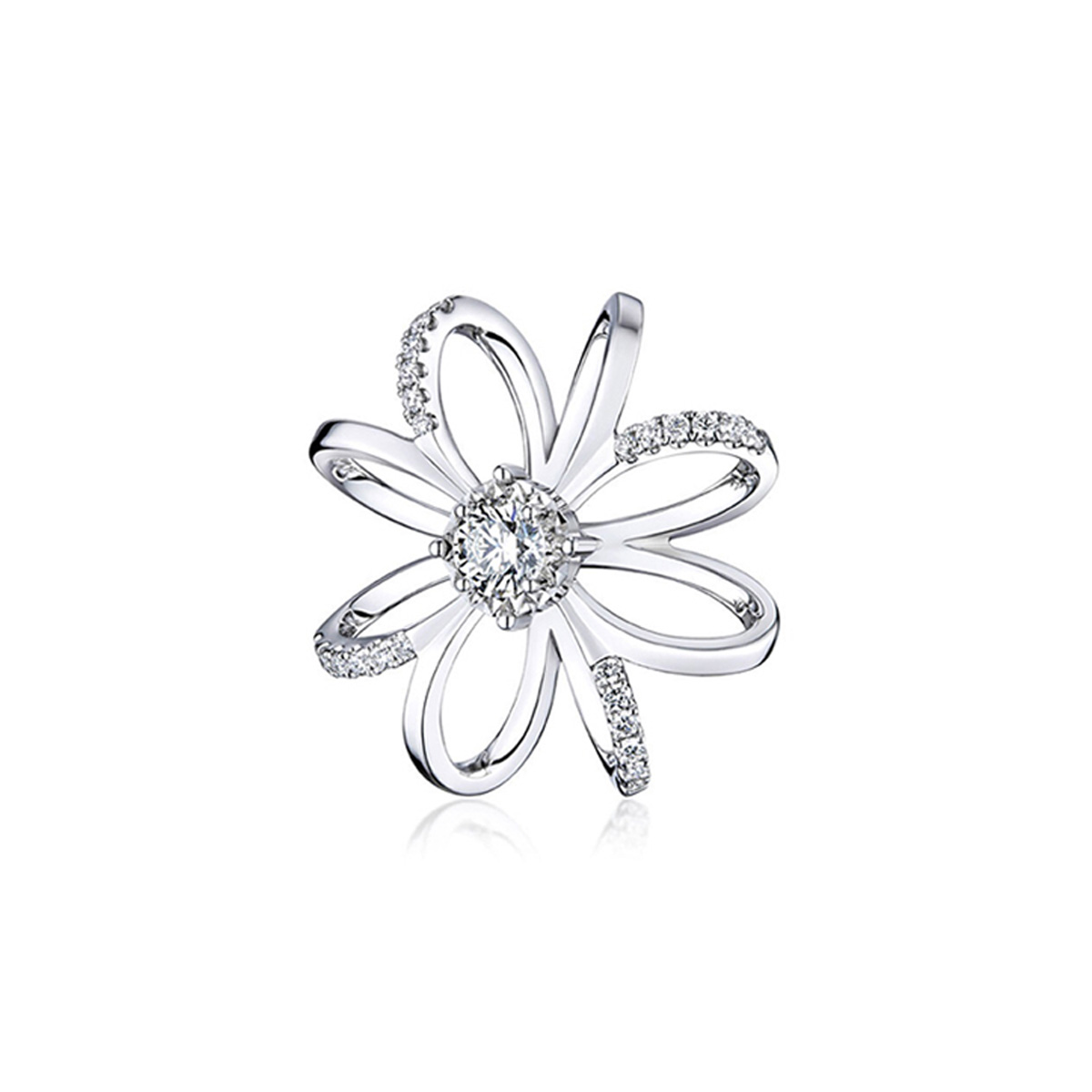 六福珠寶18K金吊墜 - "小雛菊"18K金鑽石吊墜-多色選擇