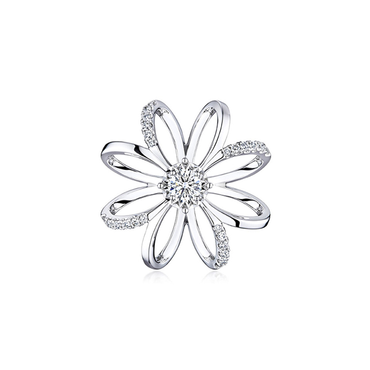 六福珠寶18K金吊墜 - "小雛菊"18K金鑽石吊墜-多色選擇