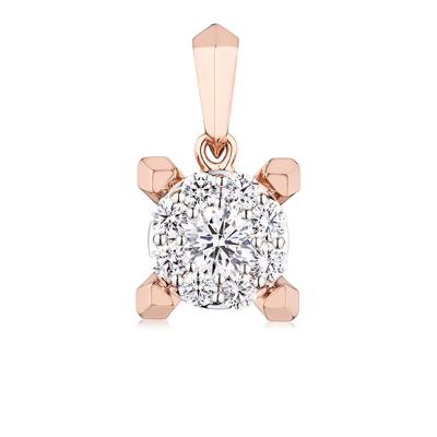 六福珠寶18K金吊墜 - “Hexicon”18K金(分色)鑽石吊墜(圍鑲工藝)