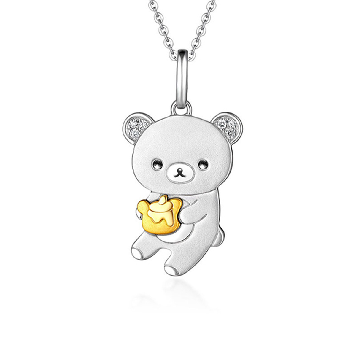 六福珠寶18K金吊墜 - "蜜糖小熊"18K金(分色)鑽石吊墜