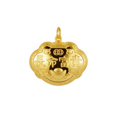 六福珠寶黃金吊墜 - "長命富貴"999.9黃金鎖包