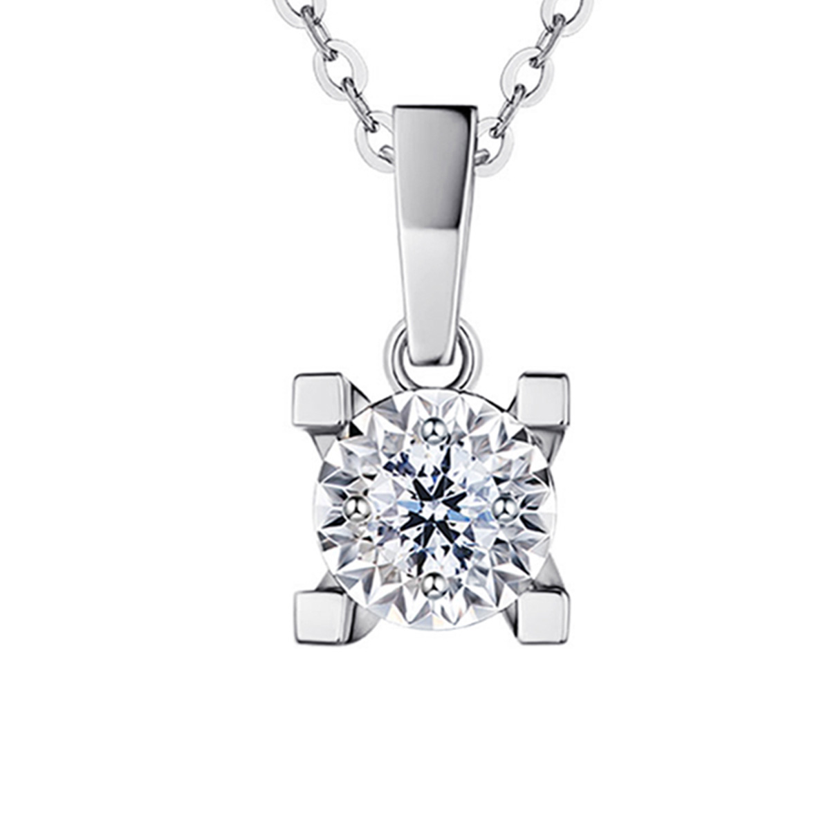 六福珠寶18K金吊墜 - “Hexicon”18K金鑽石吊墜(放閃車花工藝)–多色選擇