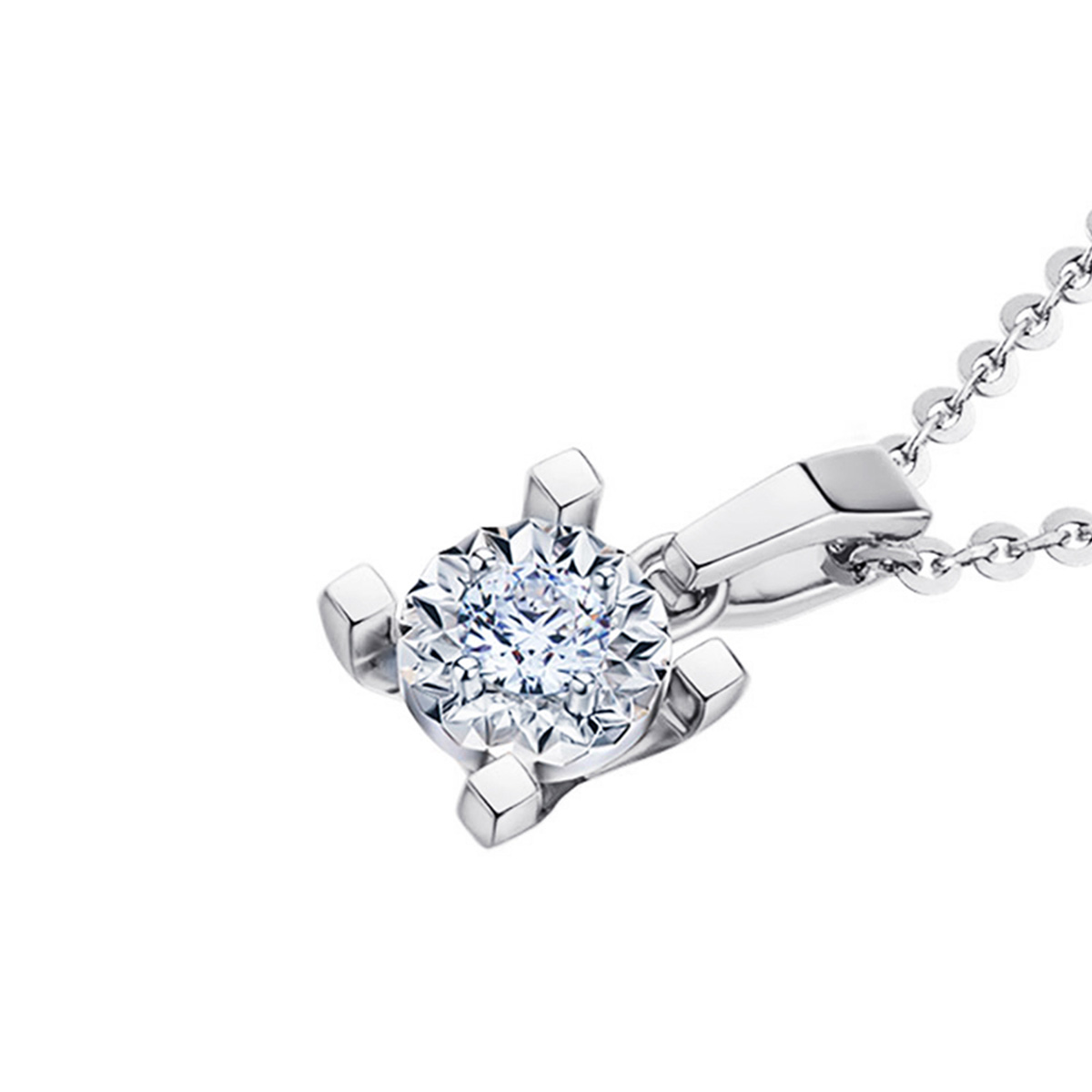 六福珠寶18K金吊墜 - “Hexicon”18K金鑽石吊墜(放閃車花工藝)–多色選擇