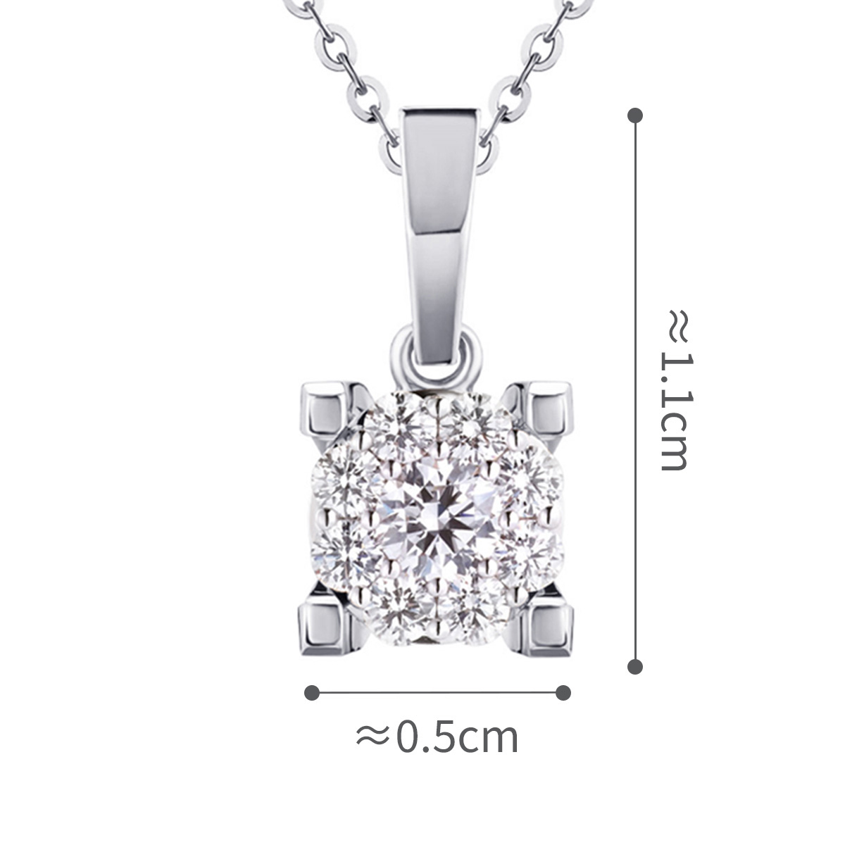 六福珠寶18K金吊墜 - “Hexicon”18K金(白色)鑽石吊墜(圍鑲工藝)