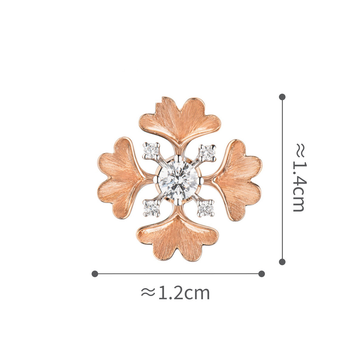 六福珠寶18K金吊墜 - "銀杏葉"18K金(分色)鑽石吊墜