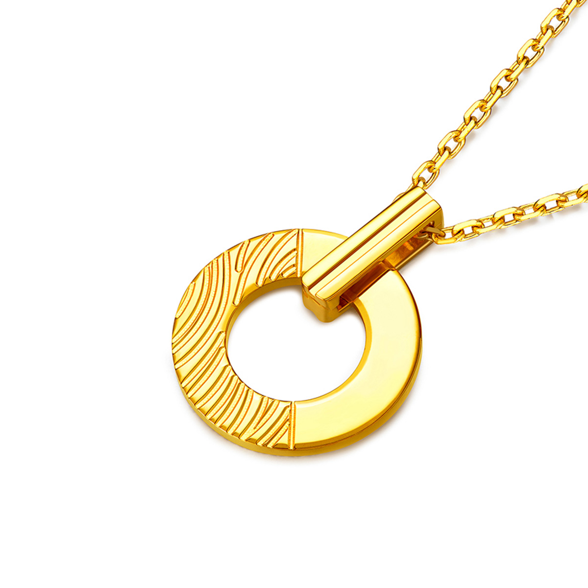 六福珠寶黃金吊墜 - "小圓份"990黃金圓環吊墜