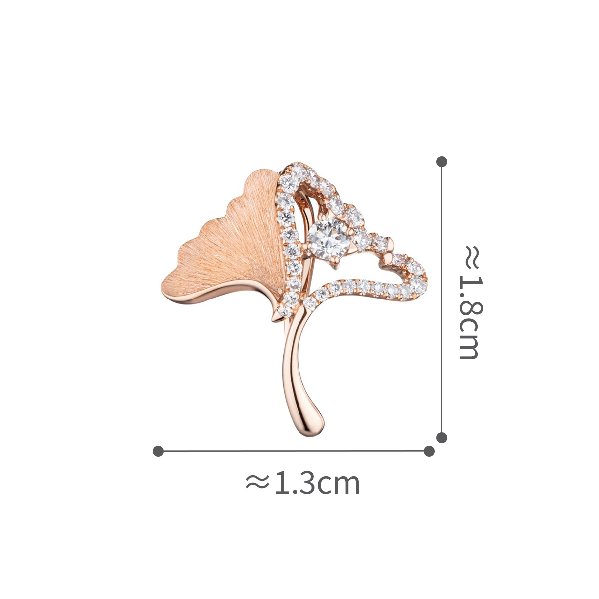六福珠寶18K金吊墜 - "銀杏葉"18K玫瑰金鑽石吊墜