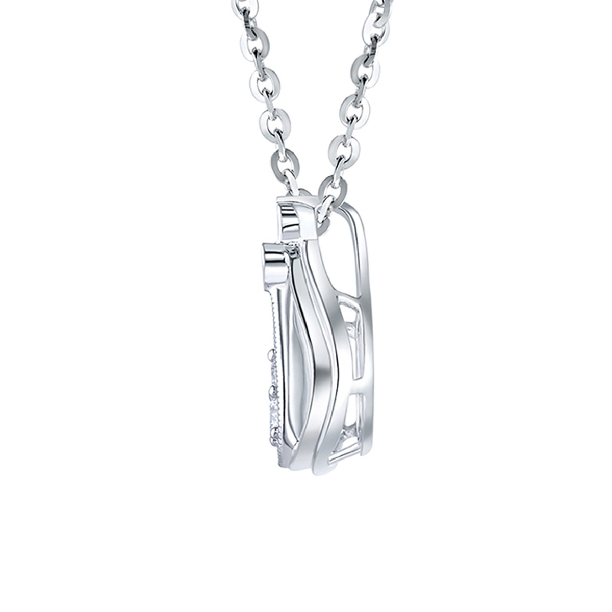 六福珠寶18K金吊墜 - "「悅己愛己」香港小姐"18K金(白色)鑽石吊墜