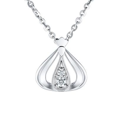 六福珠寶18K金吊墜 - "「悅己愛己」香港小姐"18K金(白色)鑽石吊墜