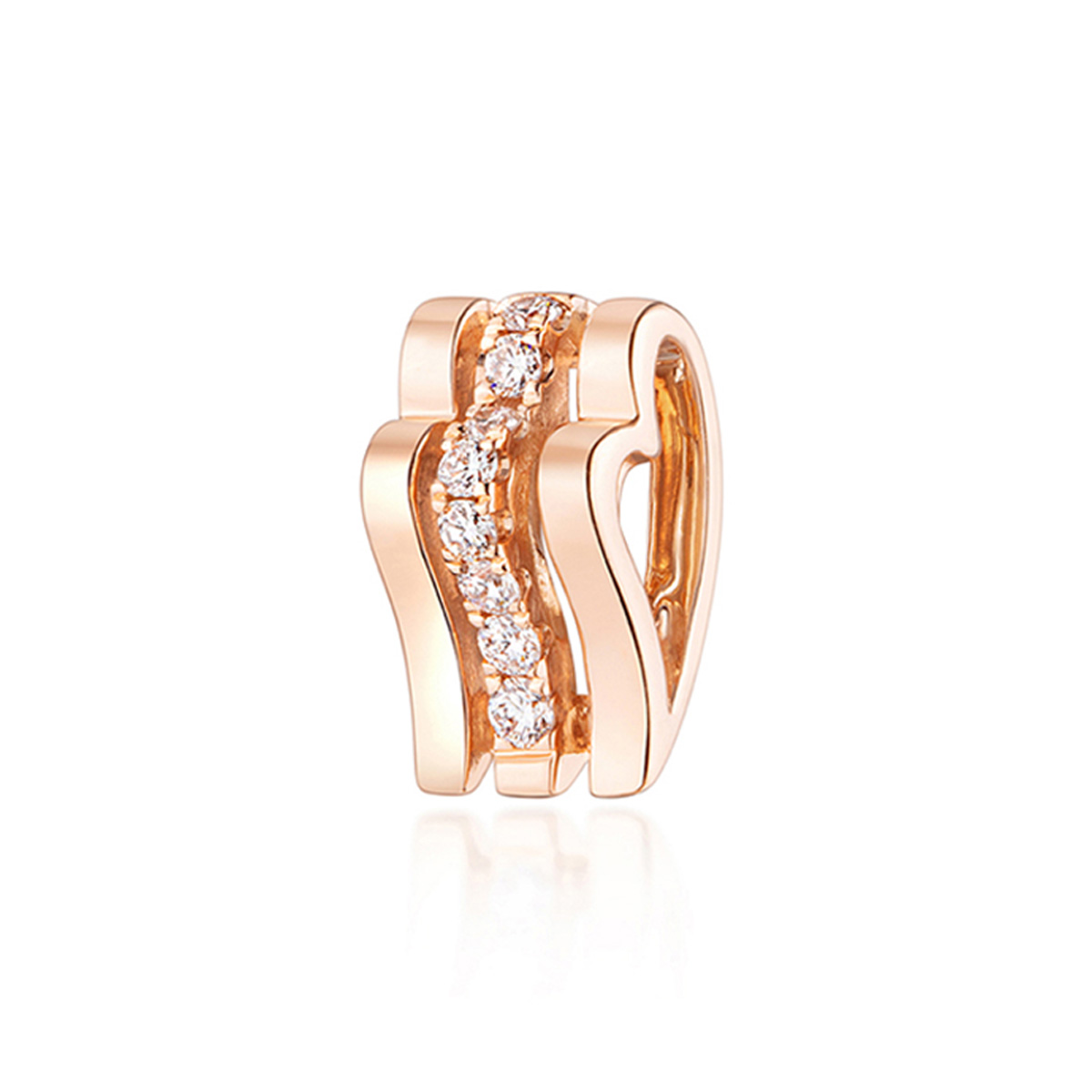 六福珠寶18K金吊墜 - 18K金鑽石立體心形吊墜–多色選擇