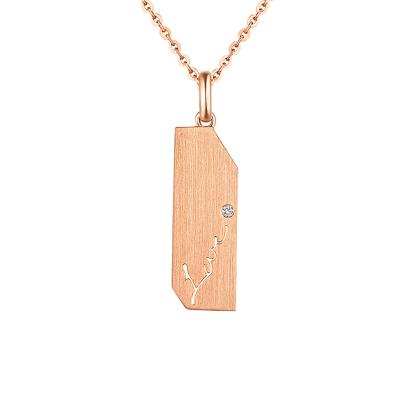 六福珠寶18K金吊墜 - "愛的箴言"18K玫瑰金鑽石吊墜(女裝)