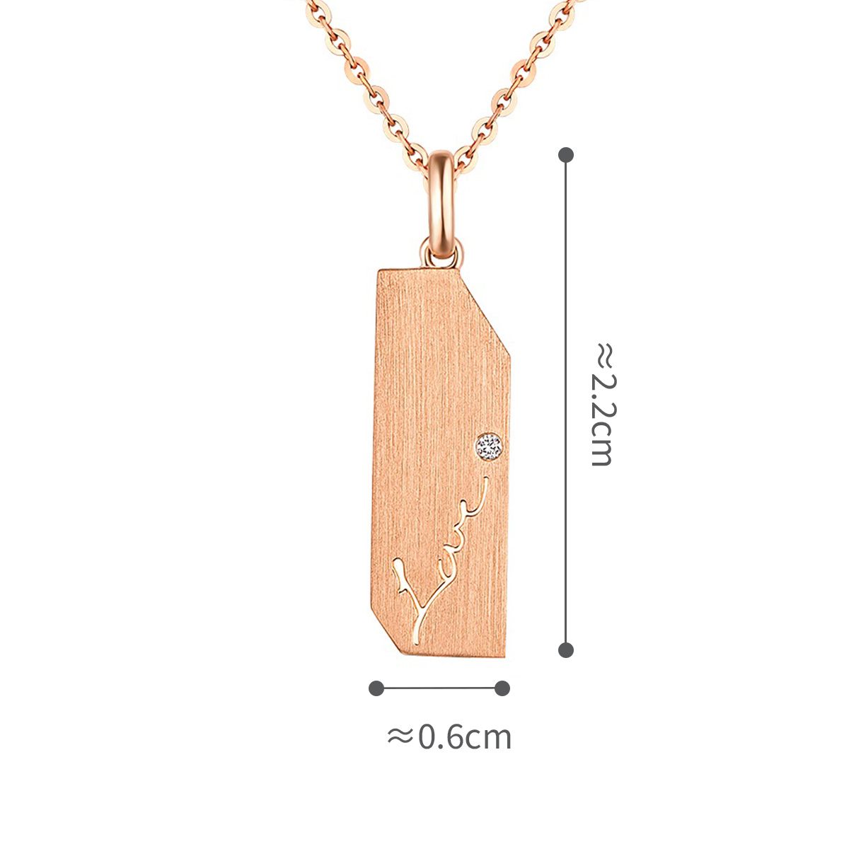 六福珠寶18K金吊墜 - 【LISTING CLOSED】"愛的箴言"18K玫瑰金鑽石吊墜(女裝)