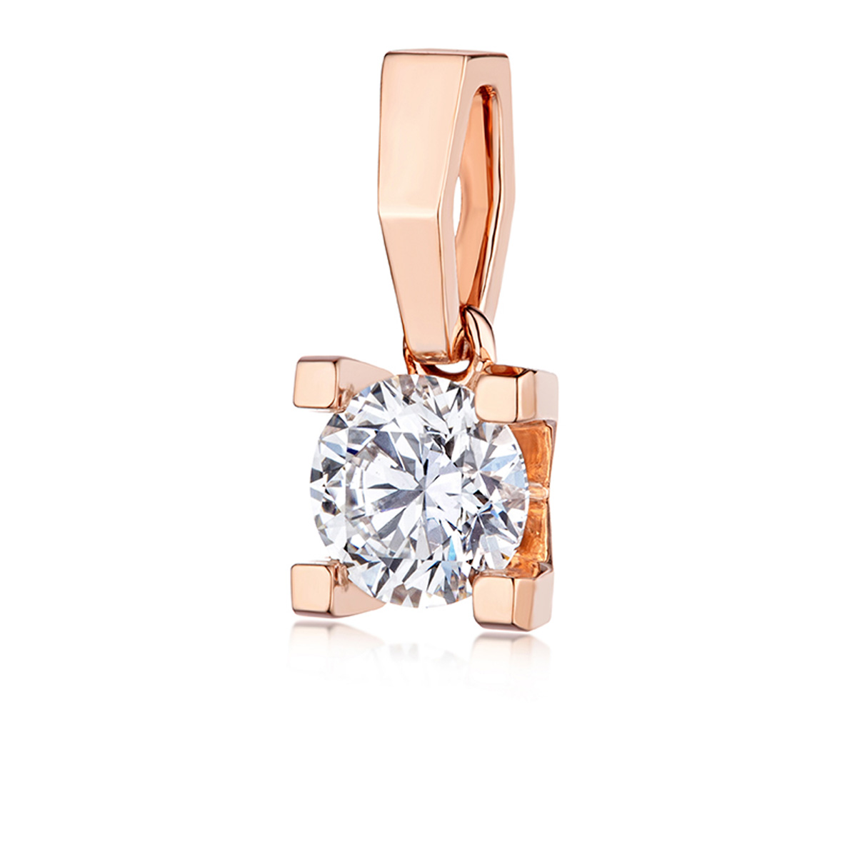 六福珠宝18K金吊坠 - “Hexicon”18K玫瑰金钻石吊坠(基础工艺)