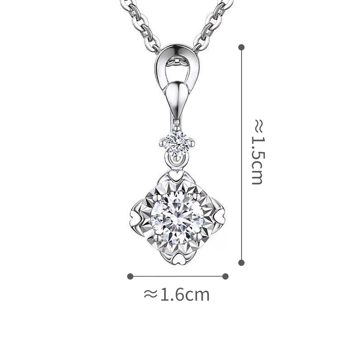 六福珠寶18K金吊墜 - 愛很美系列18K金(白色)鑽石吊墜