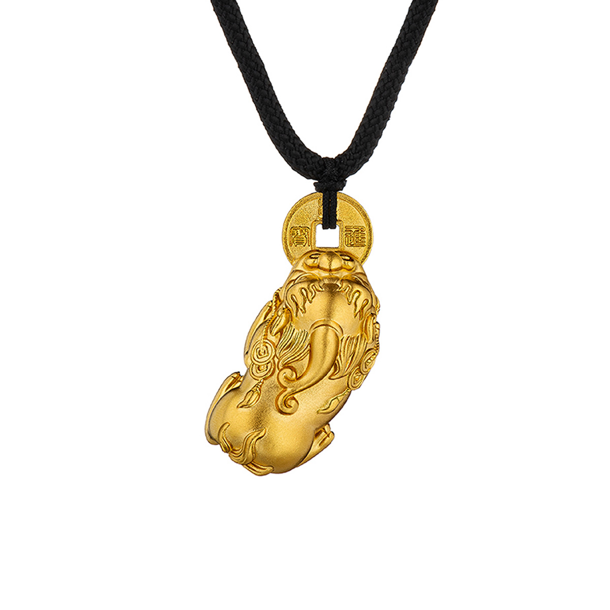 六福珠寶黃金吊墜 - “招財貔貅”999.9黃金吊墜連精美頸繩