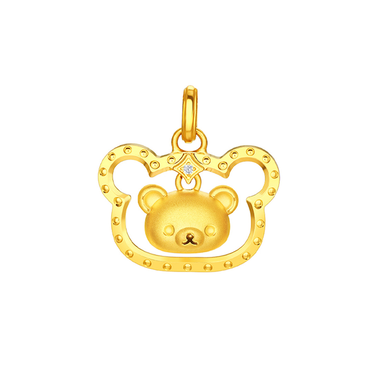 六福珠寶黃金吊墜 - "小熊頭像"Goldstyle•X999足金鑽石吊墜