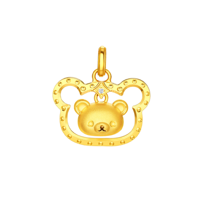 六福珠寶黃金吊墜 - "小熊頭像"Goldstyle•X999足金鑽石吊墜