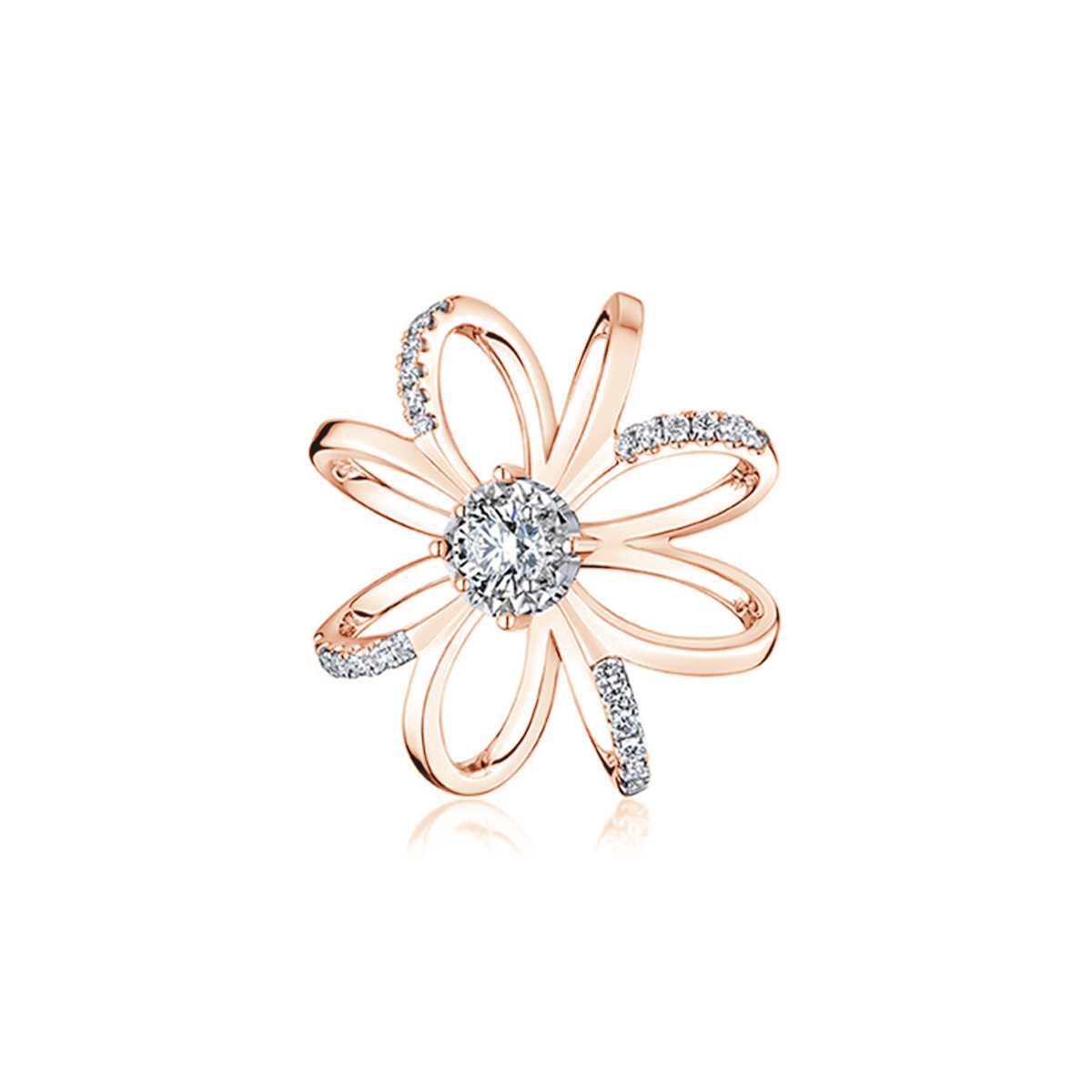 六福珠寶18K金吊墜 - "小雛菊"18K金鑽石吊墜-多色選擇