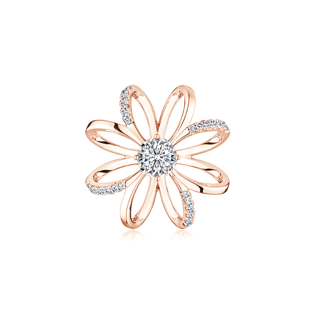 六福珠寶18K金吊墜 - "小雛菊"18K金鑽石吊墜-多色選擇