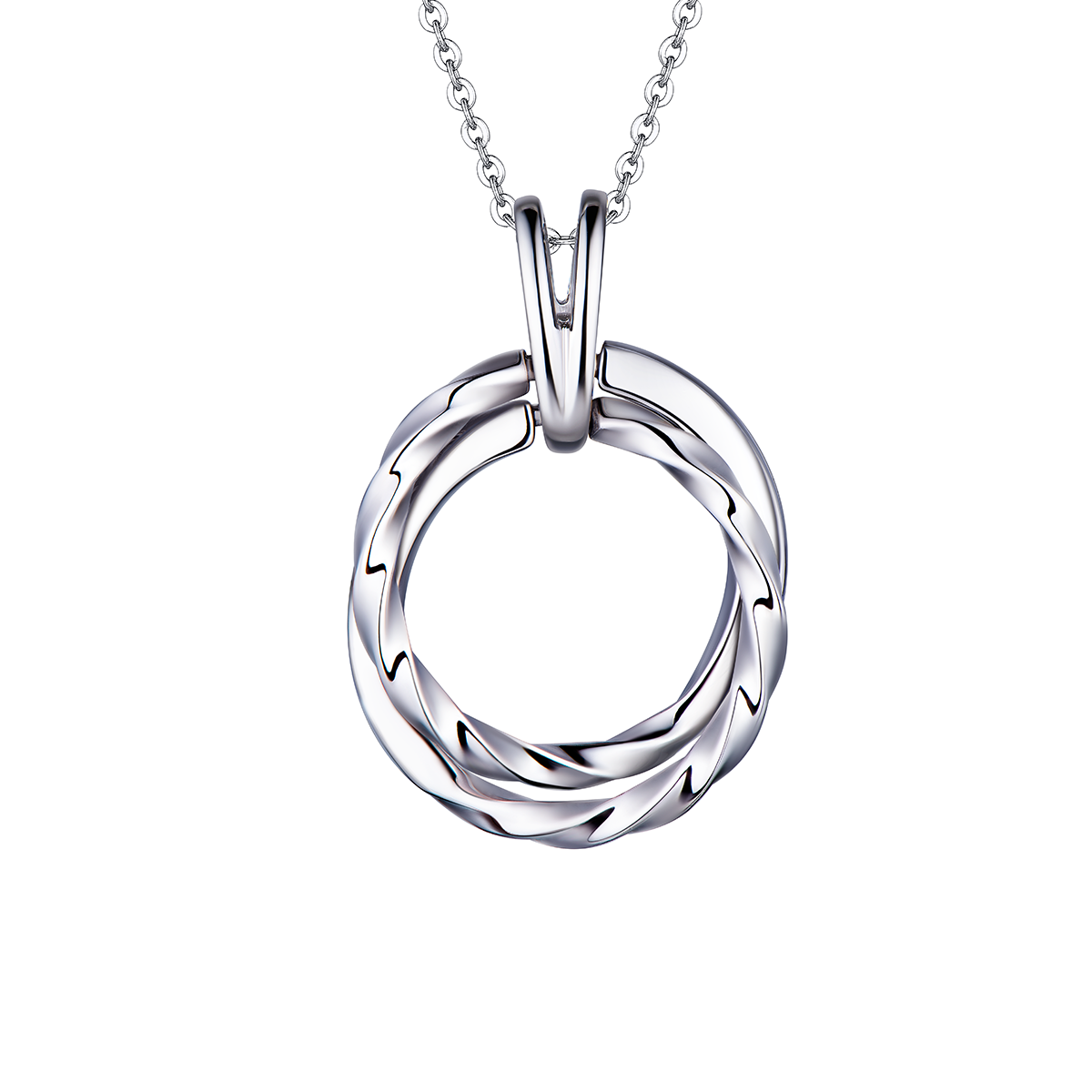 六福珠寶鉑金吊墜 - "時光雙環"950鉑金吊墜