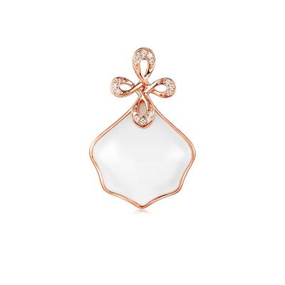 六福珠寶18K金吊墜 - "平安結"18K玫瑰金和田玉鑽石吊墜