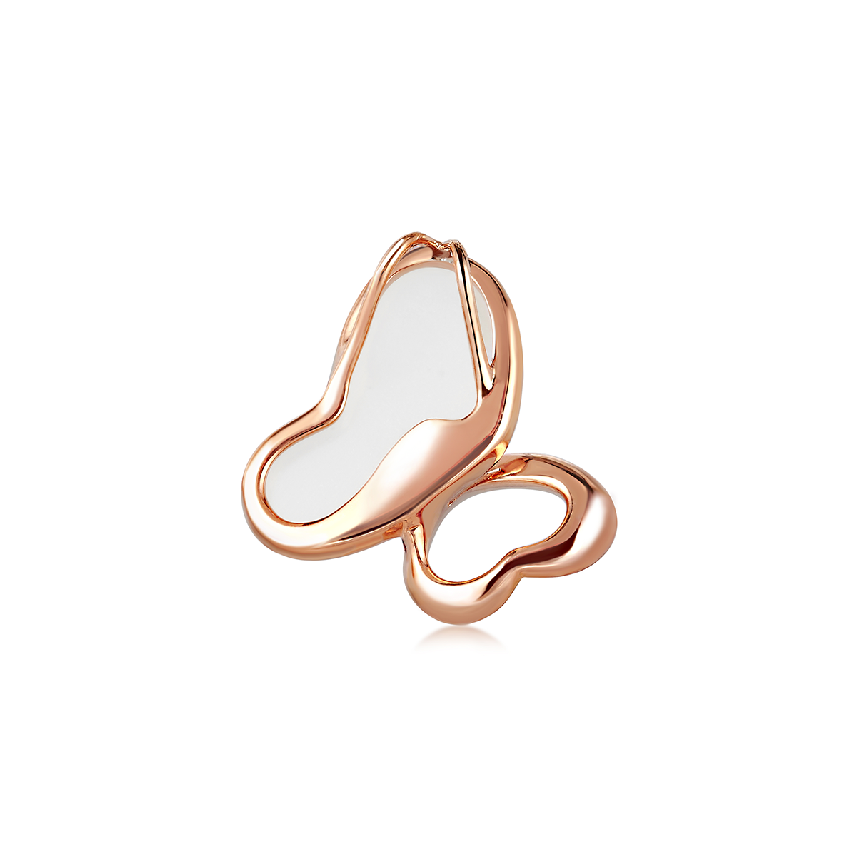 六福珠寶18K金吊墜 - "心心相印"18K玫瑰金和田玉鑽石吊墜