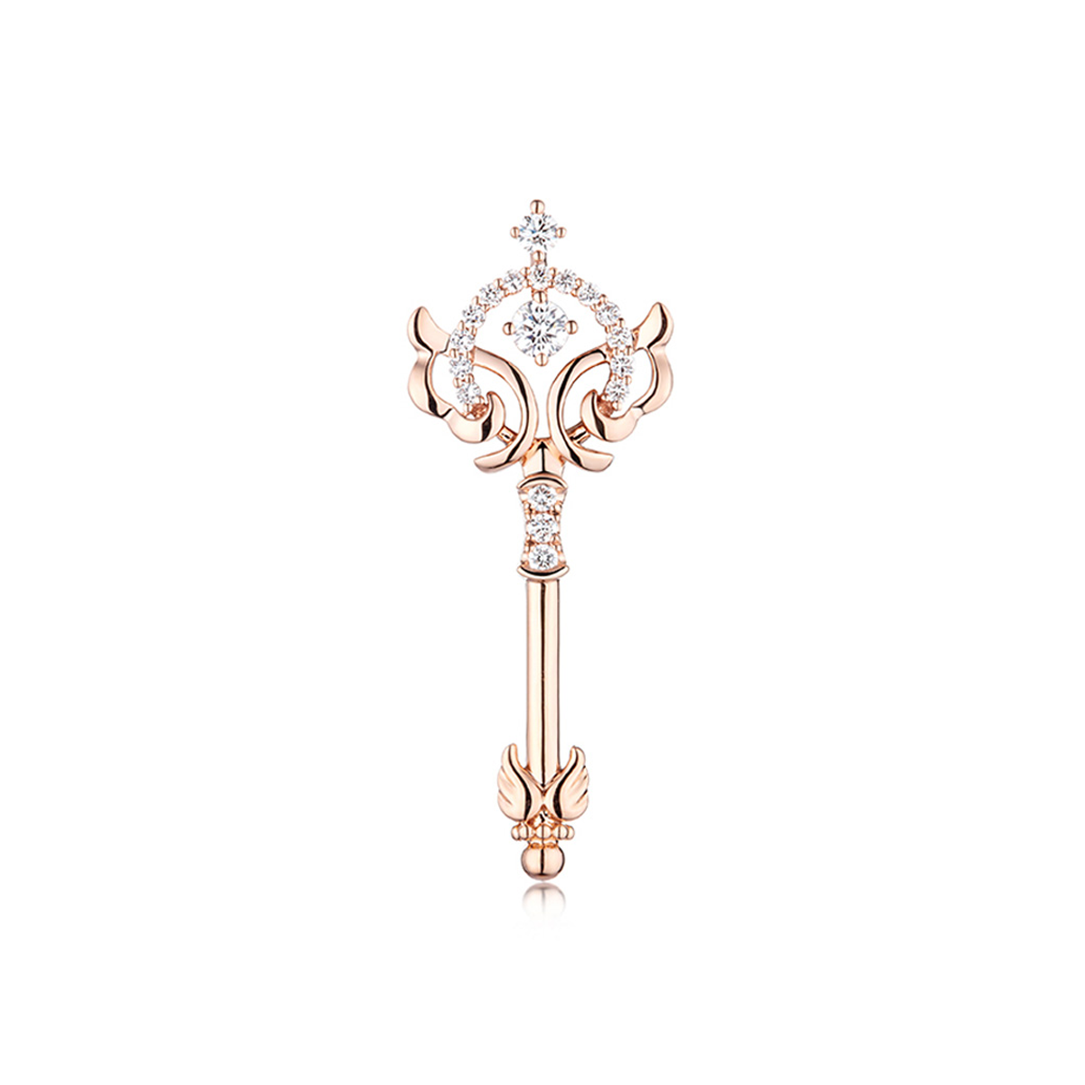 六福珠寶18K玫瑰金 吊墜 - “閃耀的魔法棒”18K玫瑰金鑽石吊墜