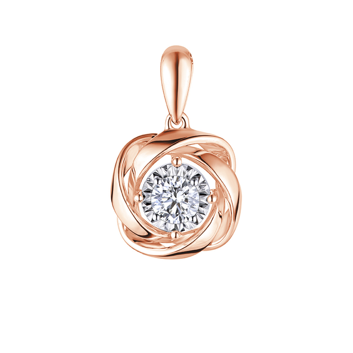 六福珠寶18K金吊墜 - "絲帶環繞"18K金鑽石吊墜–多色選擇