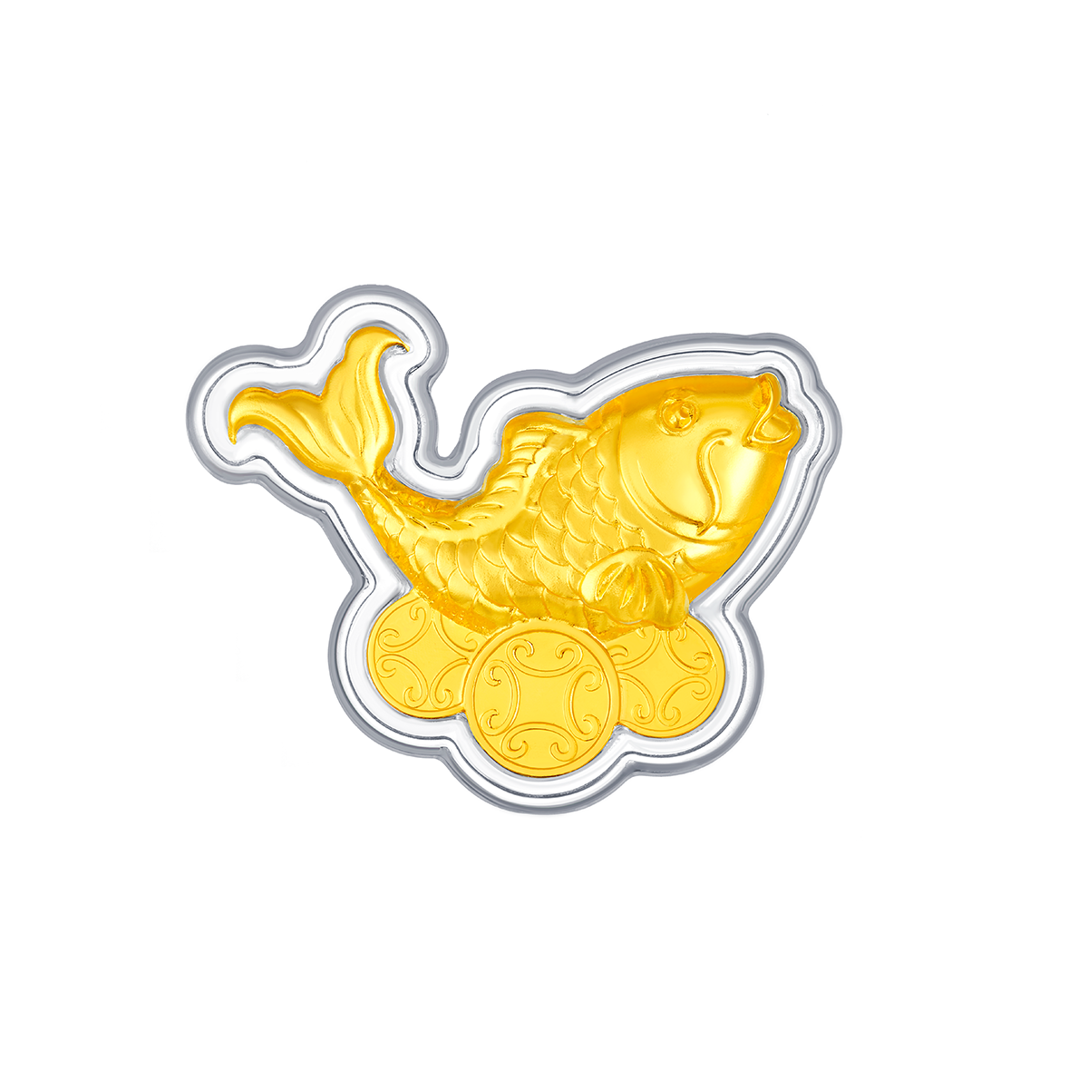 六福珠寶黃金工藝品 - "鯉魚吉祥"999.9黃金工藝品