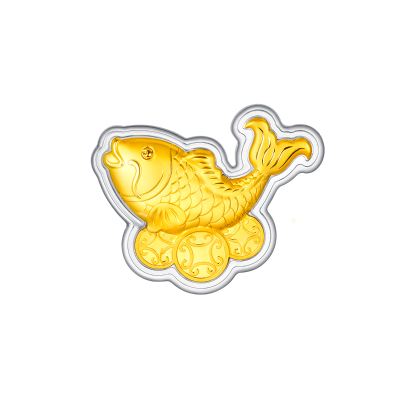 六福珠寶黃金工藝品 - "鯉魚吉祥"999.9黃金工藝品