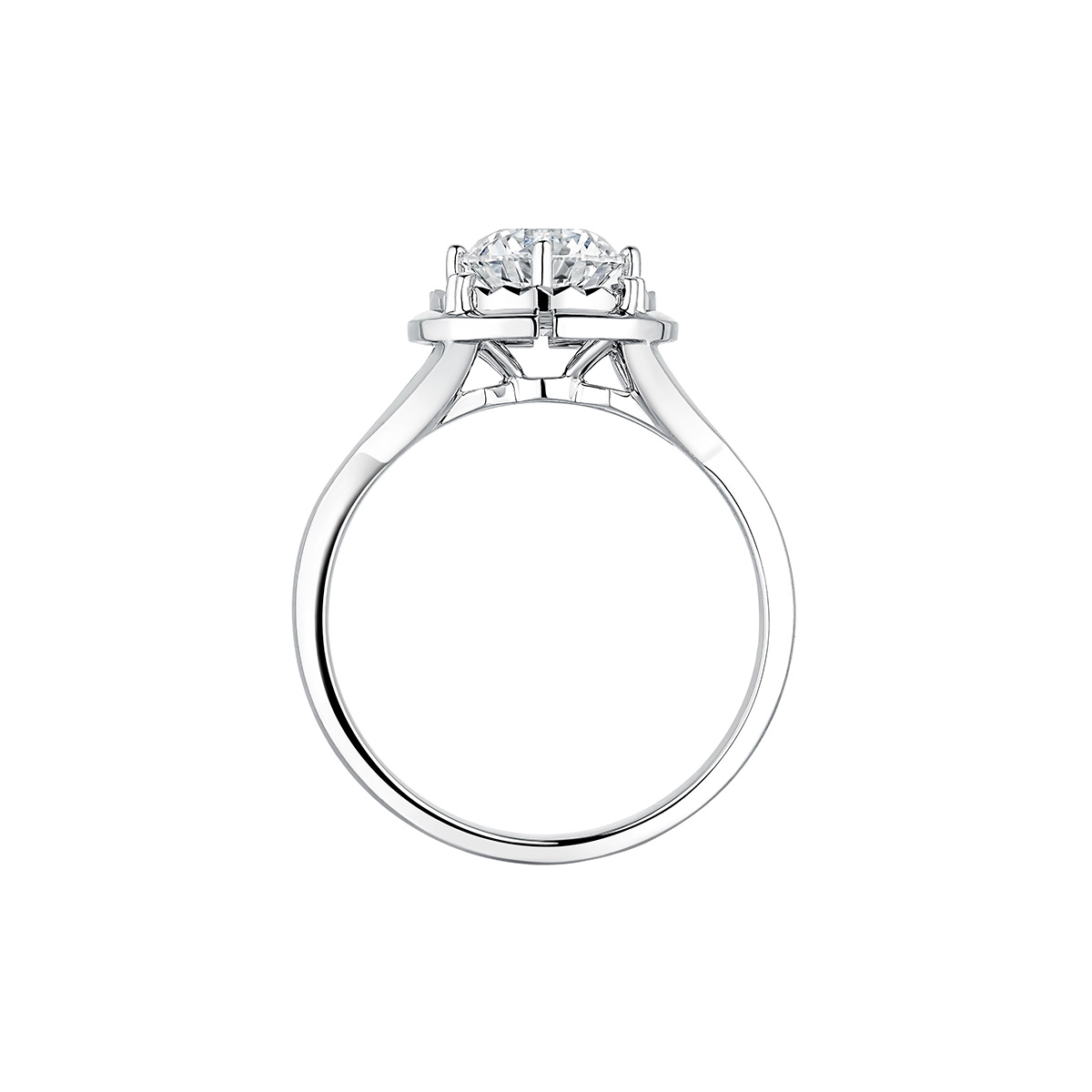 六福珠寶18K金戒指 - "閃耀之愛"18K金(白色)鑽石戒指