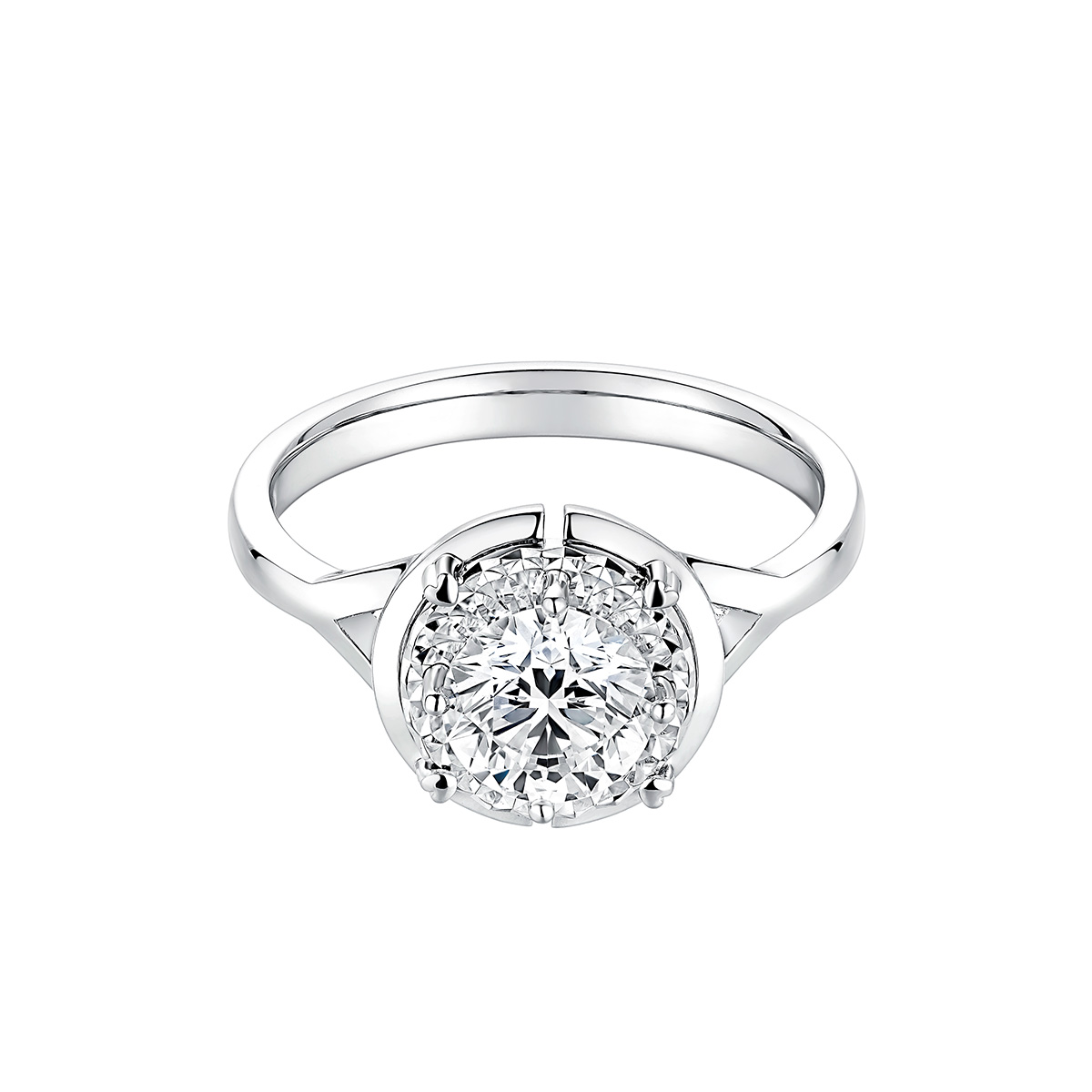 六福珠寶18K金戒指 - "閃耀之愛"18K金(白色)鑽石戒指