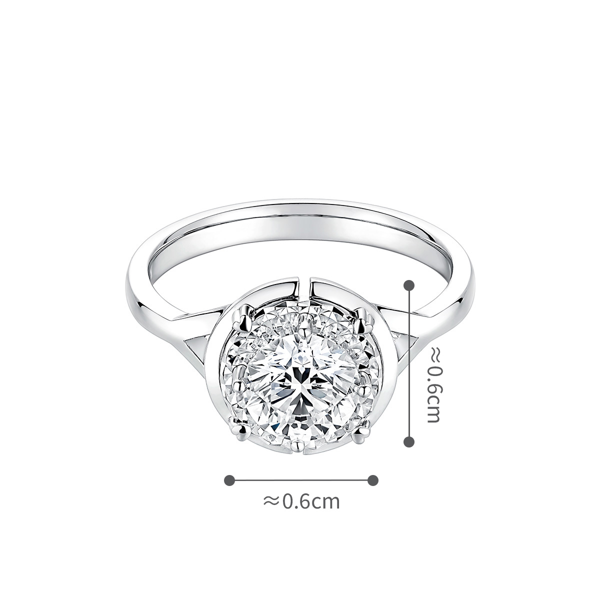 六福珠寶18K金戒指 - "閃耀之愛"18K金(白色)鑽石戒指